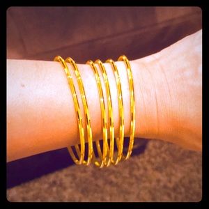 6 gold bangles brand new metal